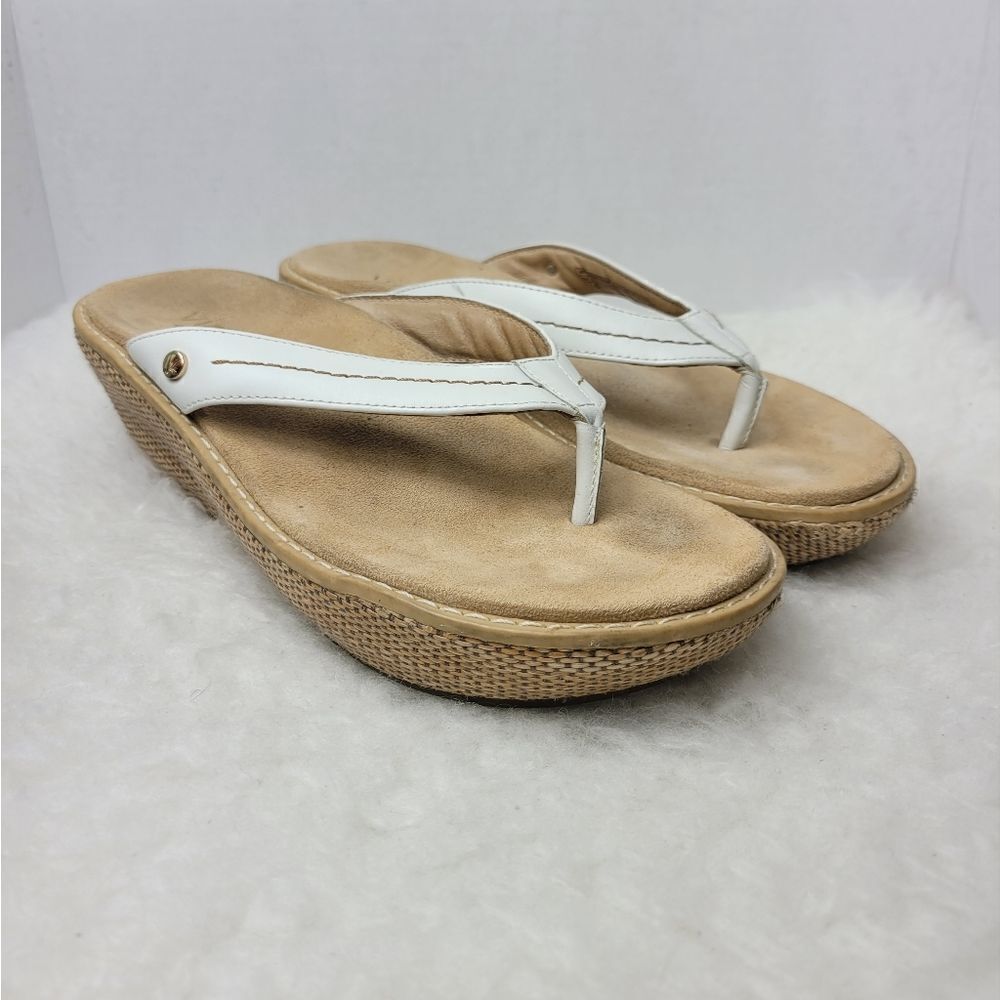Vionic White Grenada Leather Wedge Sandal Size 8